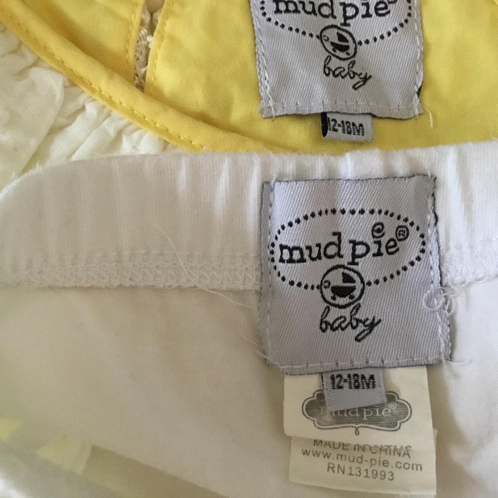 MUDPIE yellow Crochet tunic Legging set 12-18 mos - Picture 6 of 8